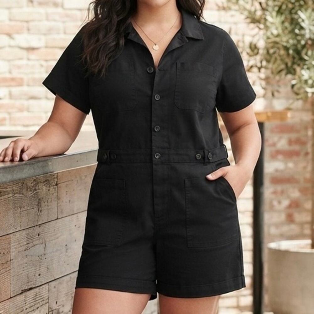 TORRID | Black Utility Short Sleeve Button-Down Shorts Romper Jumpsuit | Size 20